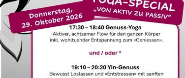 Event-Image for 'Genuss-Yoga Special "Hatha to Yin / Aktiv zu Passiv"'