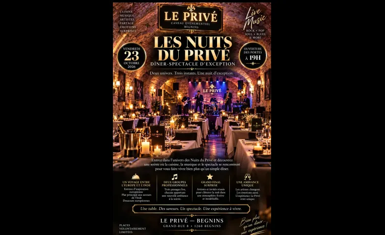 DÎNER-SPECTACLE D’EXCEPTION, Eating & Drinking / Dinner Event, Le Privé