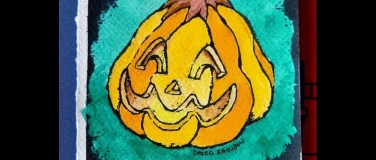 Event-Image for 'Halloween Jack-O-Lantern Ink Resist Gouache Painting'