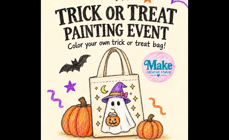 Halloweeen Paint Your Trick Or Treat Bag event for kids., Art & Exhibitions / Other art events, Make Creative Studio