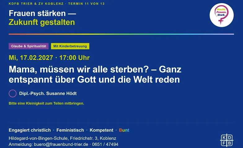 Mama, müssen wir alle sterben?, Kurse & Seminare / Soziale Weiterbildung, Hildegard-von-Bingen-Schule