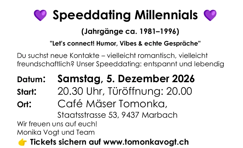 Speeddating Generation Millenials, Dating / Speed dating, Café Mäser Tomonka