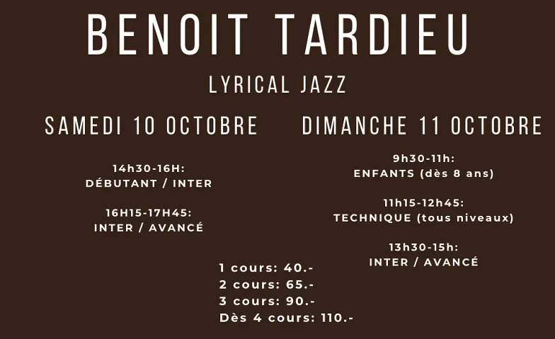 Workshop Benoît Tardieu - rabais élèves Camille Geinoz