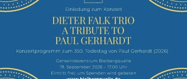 Event-Image for 'Dieter Falk Trio - A tribute to Paul Gerhardt'