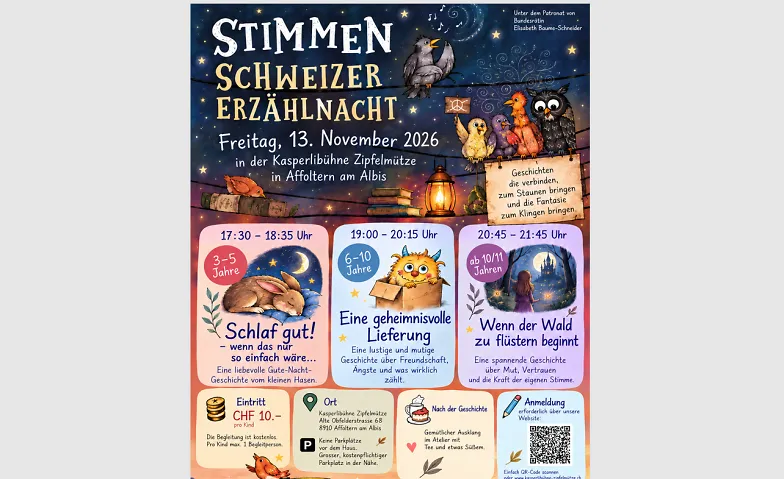 Erzählnacht 2026, Evénements pour les enfants / Evénements familiaux, Alte Obfelderstrasse 68
