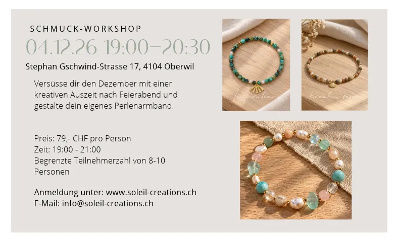 Schmuckworkshop Armband 04.12.26 im Papuni in Oberwil (BL), Courses & Seminars / Leisure & Hobby, Papuni