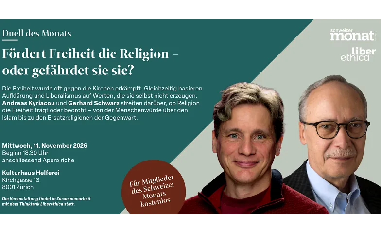 Fördert Freiheit die Religion?, Visites & Conférences / Discussion & débat, Kulturhaus Helferei
