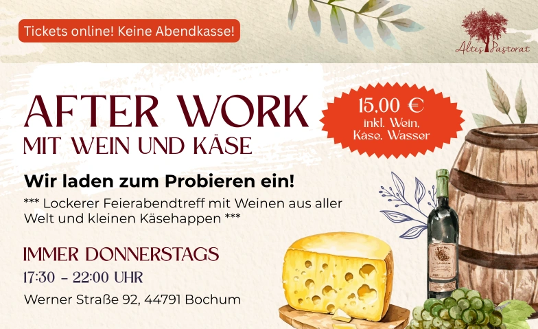 After Work mit Wein und Käse, Essen & Trinken / Sonstige Veranstaltungen, Altes Pastorat