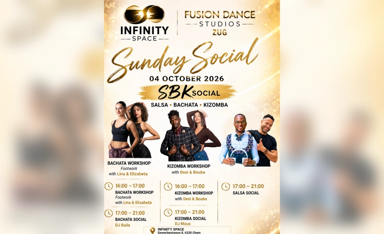 SUNDAY SOCIAL - Bachata & Kizomba & Salsa (3 floors) Infinity Space  Fusion Dance Studios Zug, Cham, Gewerbestrasse 8, 6330 Cham Billets