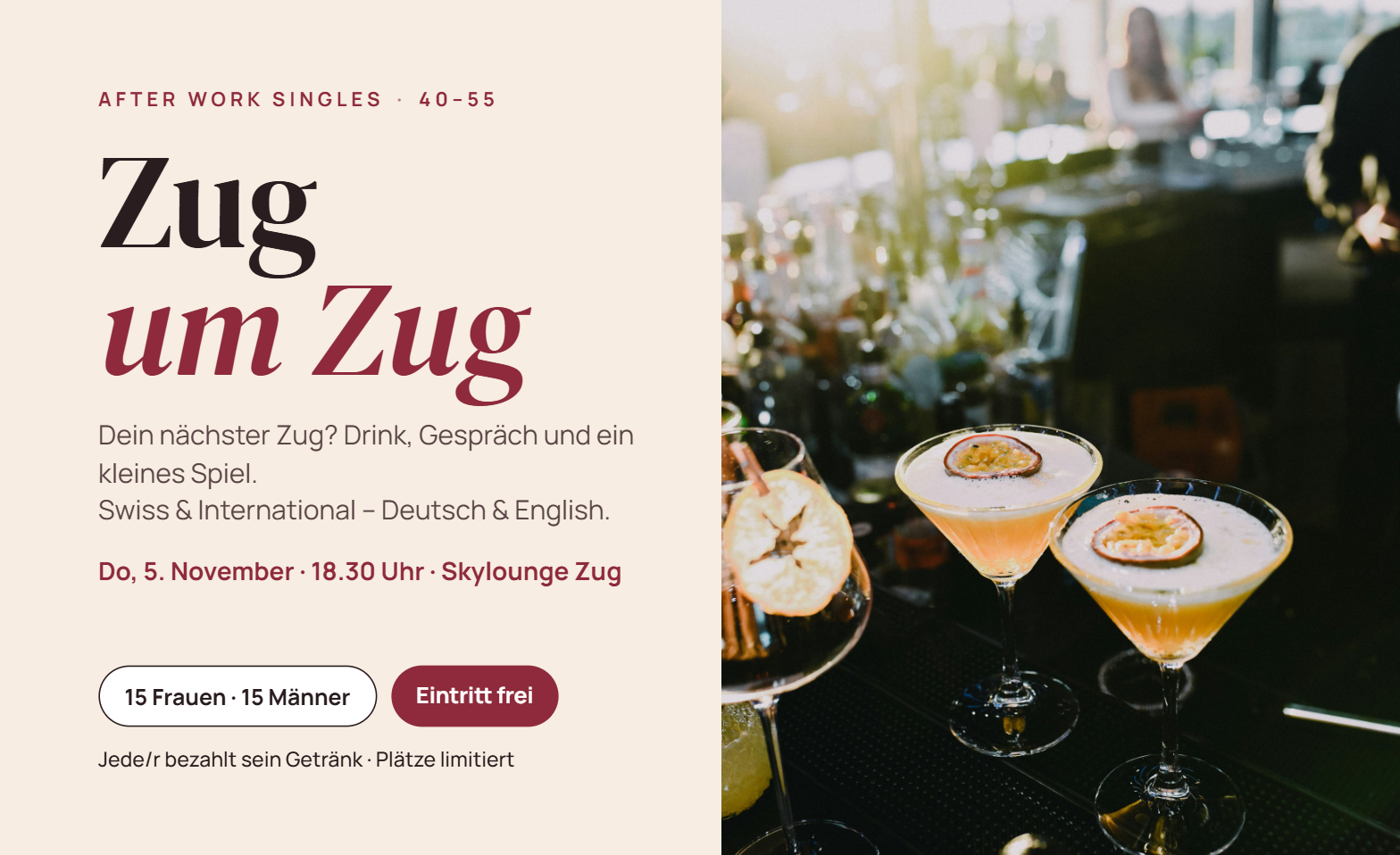 Zug um Zug – After Work Singles 40–55
