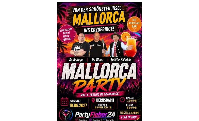Bernsbacher Sommer N&auml;chte Motto Mallorca Party Billets