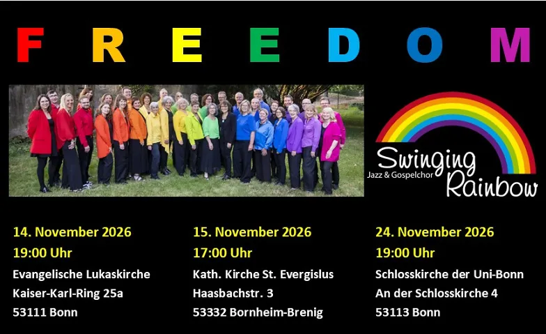 FREEDOM – Konzert des Jazz- u. Gospelchores Swinging Rainbow, Konzerte / Gospel, Ev. Lukaskirche