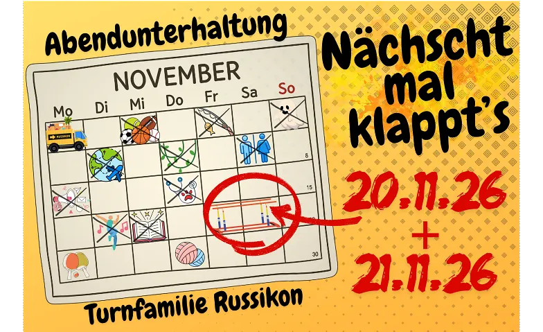 Event-Image for 'N&auml;chscht mal klappt&rsquo;s Abendunterhaltung Turnfamilie Russikon'