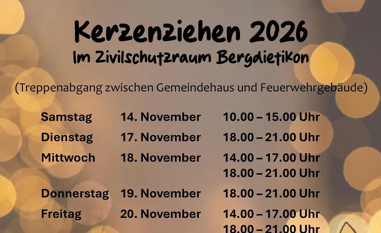 Kerzenziehen in Bergdietikon, Leisure & Excursions / Other events, Zivilschutzanlage Bergdietikon