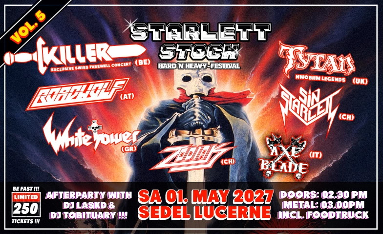STARLETT STOCK Hard 'n' Heavy Festival VOL. V Musikzentrum Sedel, Sedelhof 2, 6020 Emmenbr&uuml;cke Tickets