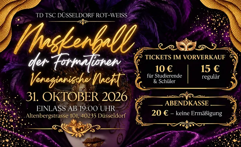 Maskenball der Formationen - Venezianische Nacht, Partys / Mottoparty, TD TSC Düsseldorf Rot Weiss e. V.