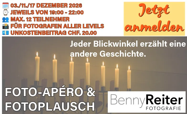 FOTOAPÉRO UND FOTOPLAUSCH, Cours & Séminaires / Autres cours & séminaires, Benny Reiter FOTOGRAFIE