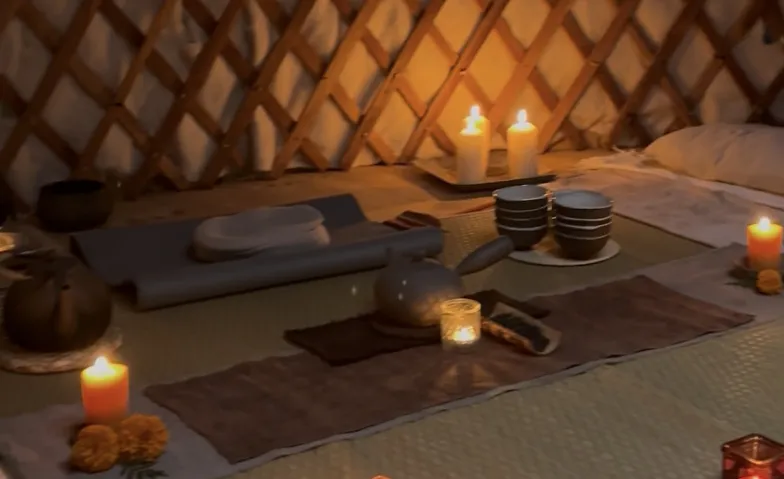 evening tea ceremony in a magical Yurt