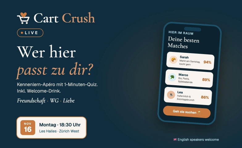 Cart Crush Live: Kennenlern-Apéro im Les Halles, Loisirs & Excursions / Lieu de rencontre, Les Halles