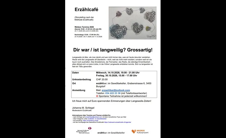 Event-Image for 'Erz&auml;hlcaf&eacute;: Dir war/ist langweilig? Grossartig!'