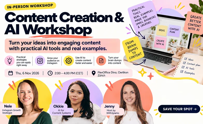 Instagram Growth & AI Content Workshop, Diverses, FlexOffice Zürich Dino - Office Space & Workspace für dein Team