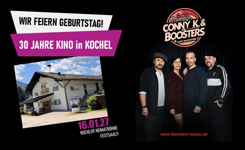 Jubiläumsfeier 30 Jahre Kino in Kochel, Konzerte / Funk & Soul, Heimatbühne Kochel - Festsaal