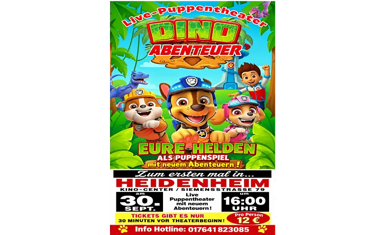Live-Puppentheater Dino Abenteuer im Kino-Center