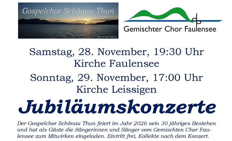 Jubiläumskonzert, Konzerte / Chor, Kirche Faulensee