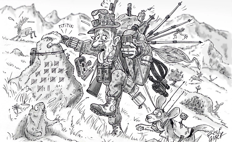 Jagdlust auf gute Laune – Cartoons von Rolf Giger