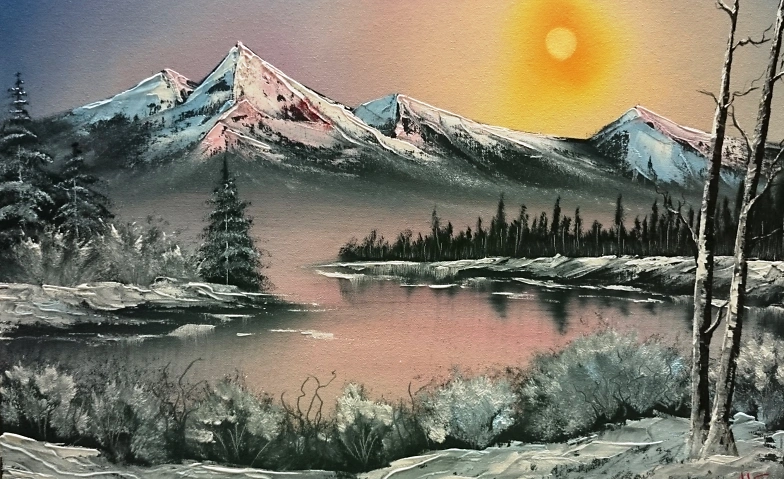 NATURENA: Ölgemälde nach Bob Ross - Winterlandschaft