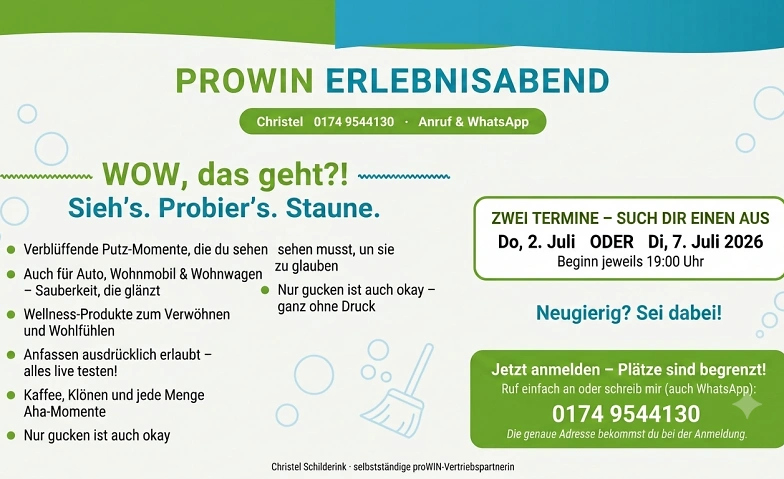proWIN Erlebnisabend-Clean & Wellness live erleben-Südlohn