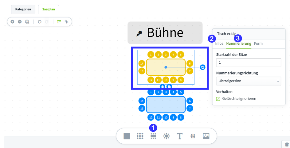 Saalplan Tischnummerierung