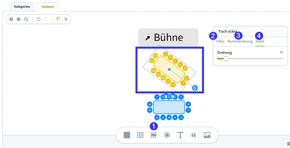Saalplan Drehung