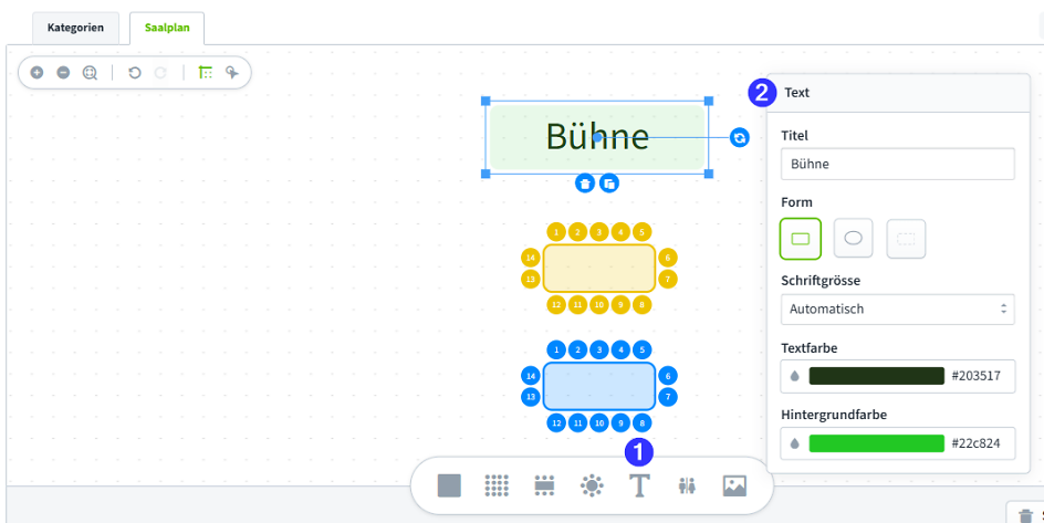 Saalplan Text