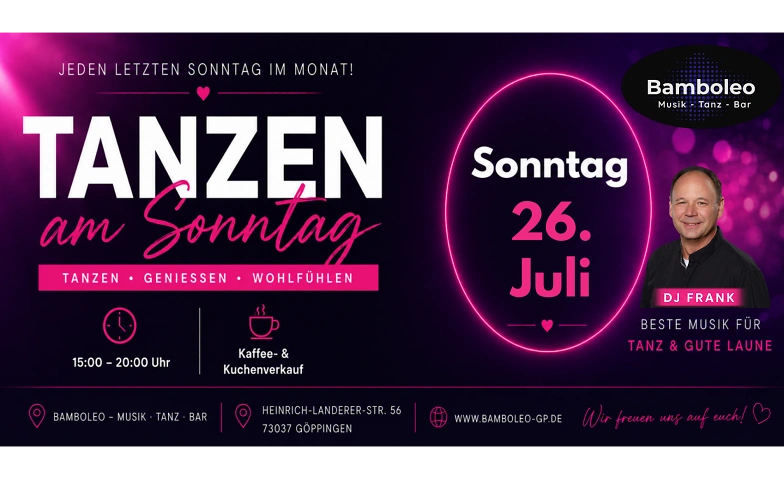 Tanzen am Sonntag mit Kaffee und Kuchen