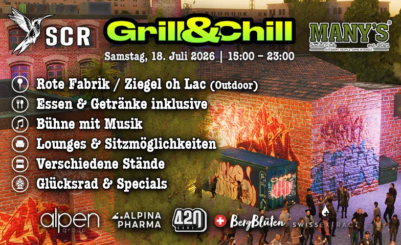 MANY'S x SCR - Grill & Chill 2026 Rote Fabrik, Seestrasse 395, 8038 Z&uuml;rich Billets