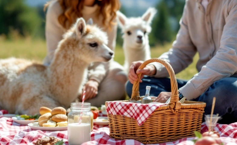 Picknick inmitten Alpakas