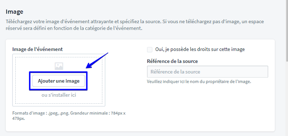 Comment saisir une image pour mon &eacute;v&eacute;nement I