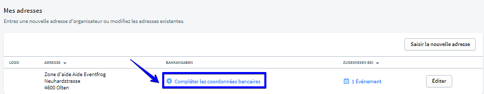 Completer les coordonn&eacute;es bancaires