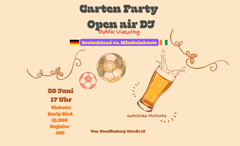 Gartenparty mit OpenAir DJ und Public Viewing Saxonia M&uuml;nster, Von-Stauffenberg-Stra&szlig;e 12, 48151 M&uuml;nster Billets