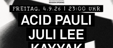 Event-Image for 'SEASON OPENING: ACID PAULI &nbsp;JULI LEE  KAYYAK'