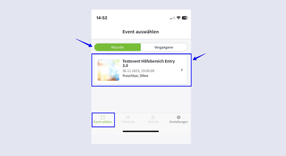 Entry App 3 0 Event w&auml;hlen