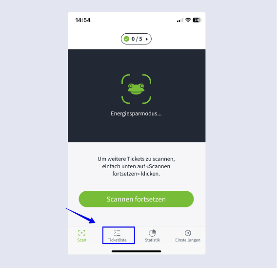 Entry App 3 0 Ticketliste w&auml;hlen