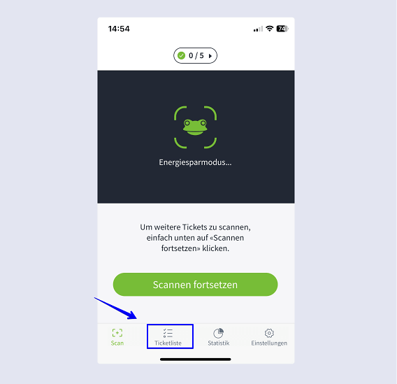 Entry App 3 0 Ticketliste w&auml;hlen
