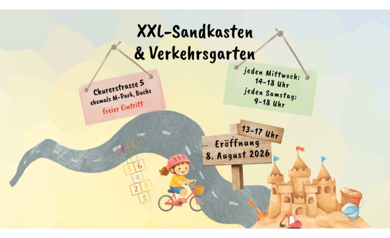 Eröffnung XXL-Sandkasten und Kinder-Verkehrsgarten in Buchs