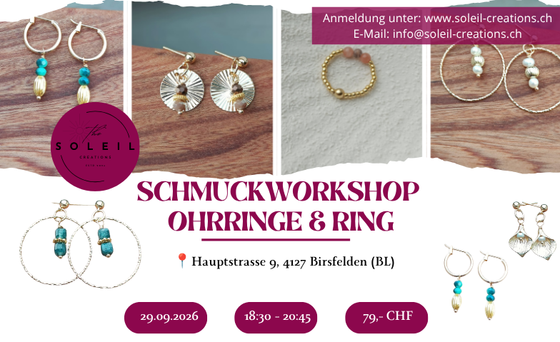 Schmuckworkshop 29.09 Pop-Up Atelier in Basel/Birsfelden