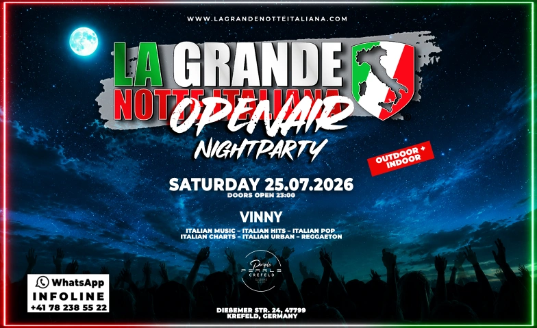 La Grande Notte Italiana OPENAIR @ Purple Pearls Krefeld PURPLE PEARLS, Die&szlig;emer Stra&szlig;e 24, 47799 Krefeld Tickets