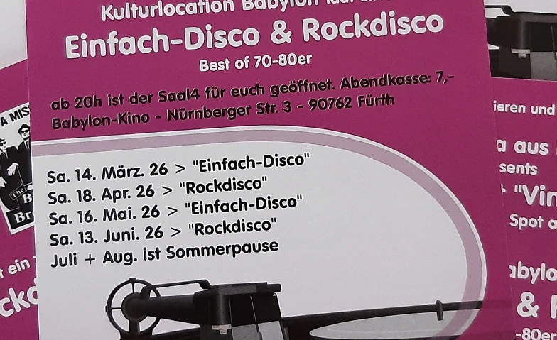 Event-Image for '&bdquo;Einfach Disco&ldquo; auf Vinyl im Babylon F&uuml;rth'
