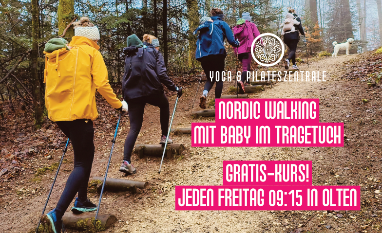 Nordic Walking mit Baby im Tragetuch