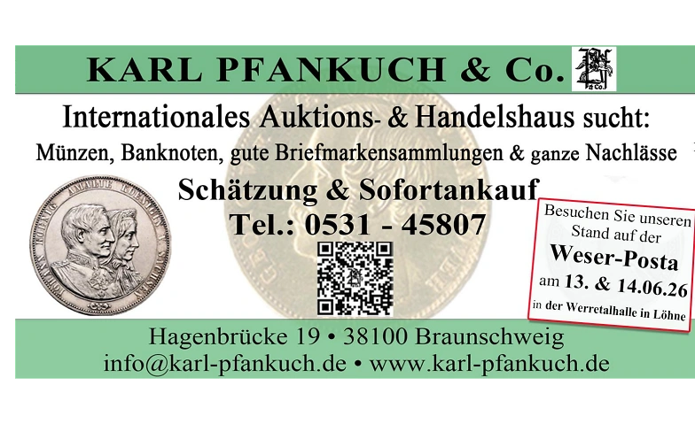 Event-Image for 'Westfalen-Weser-Posta 2026 Bewertung von Briefmarken&M&uuml;nzen'
